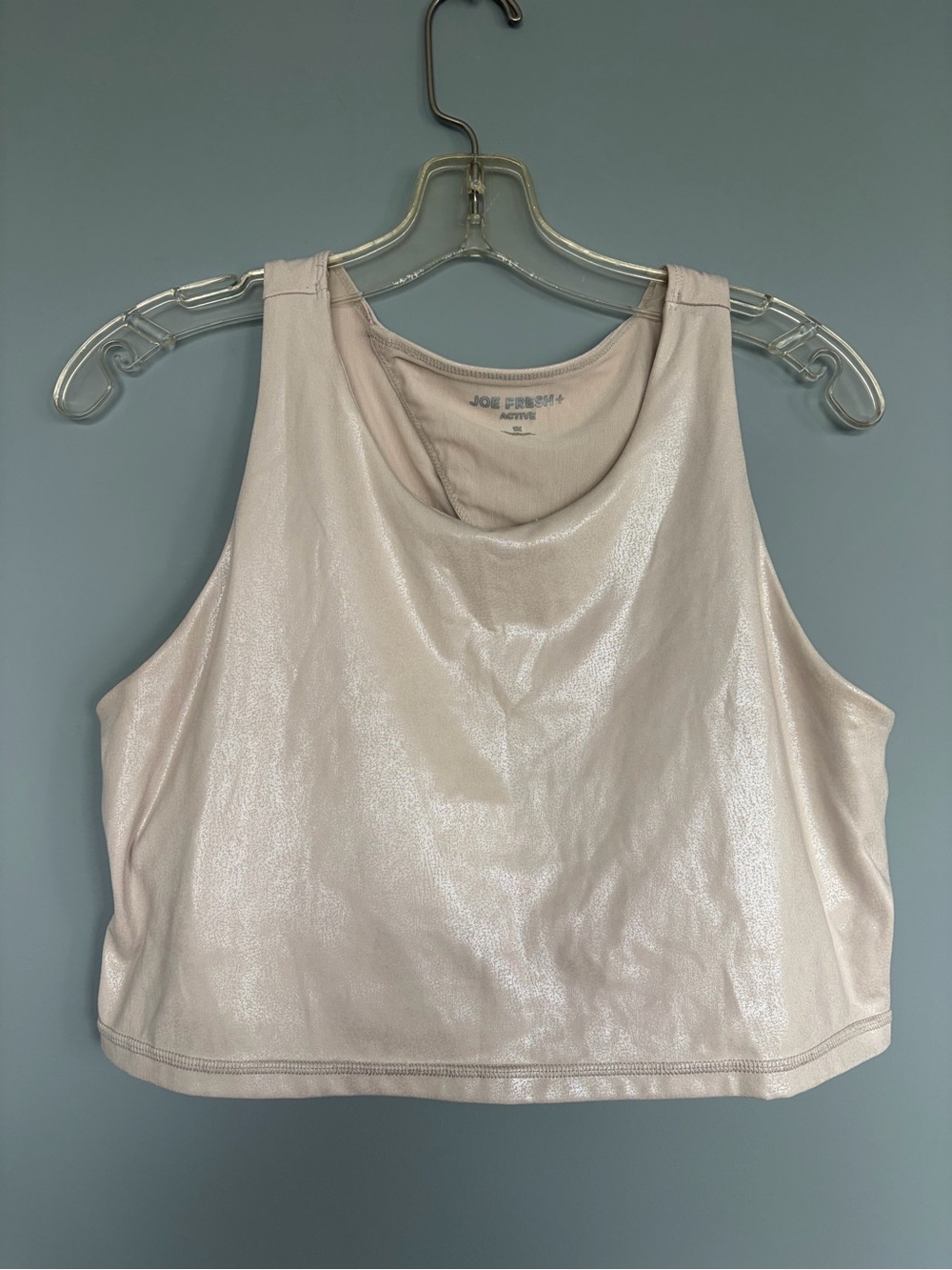 Joe Fresh Metallic Cream Scoop Neck Crop Tank / Longline Sports Bra